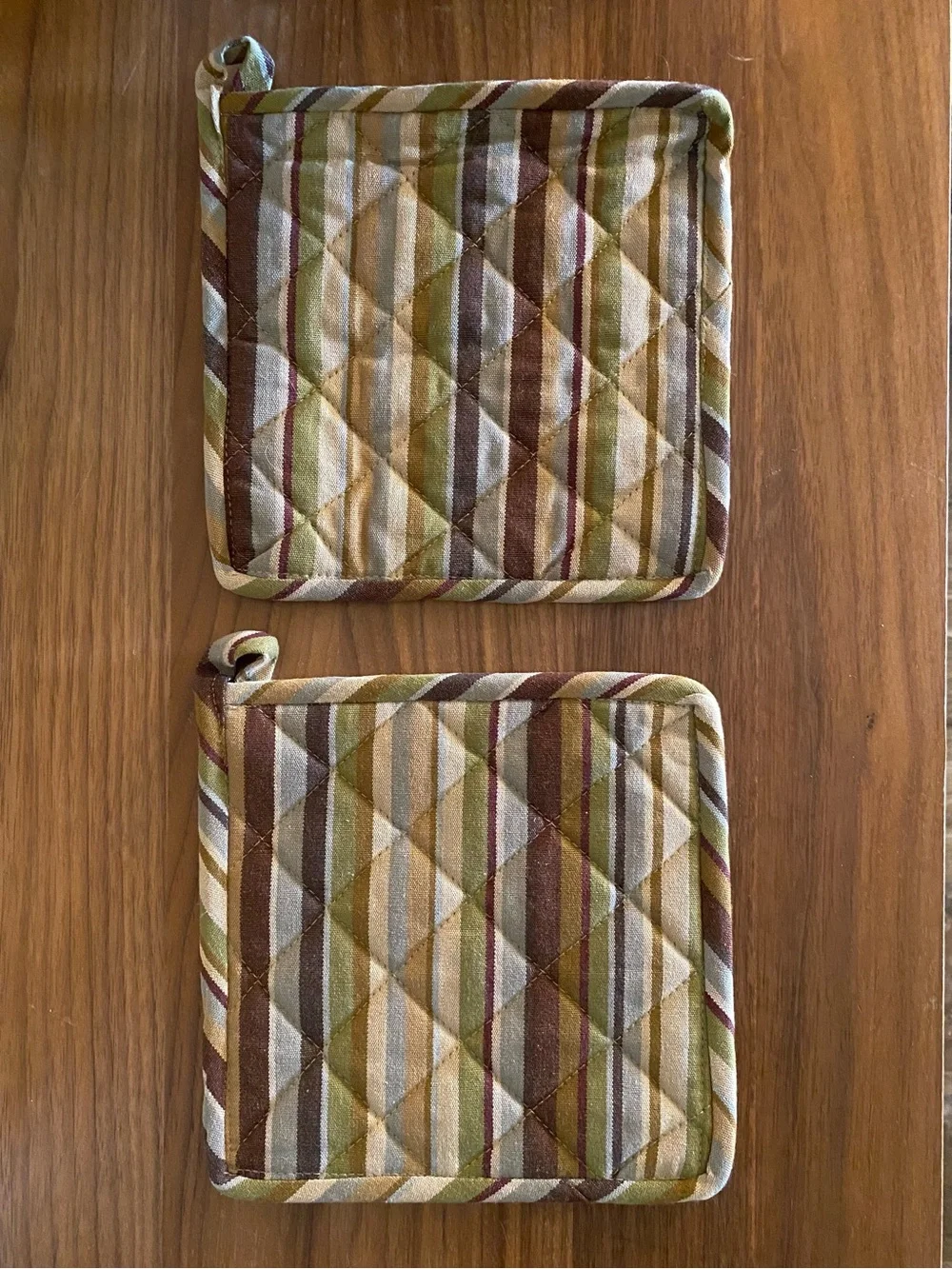 New Park Designs 2 Set Striped Quilted Cotton  Pot Holders  Lake House MCM